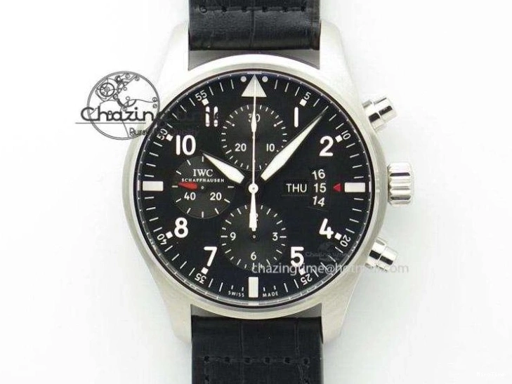 MIROTIME 1221 Pilot Chrono Spitfire IW387903 SS ZF 1:1 Best Edition Black Dial on Brown Leather Strap A OdorResistant 7127